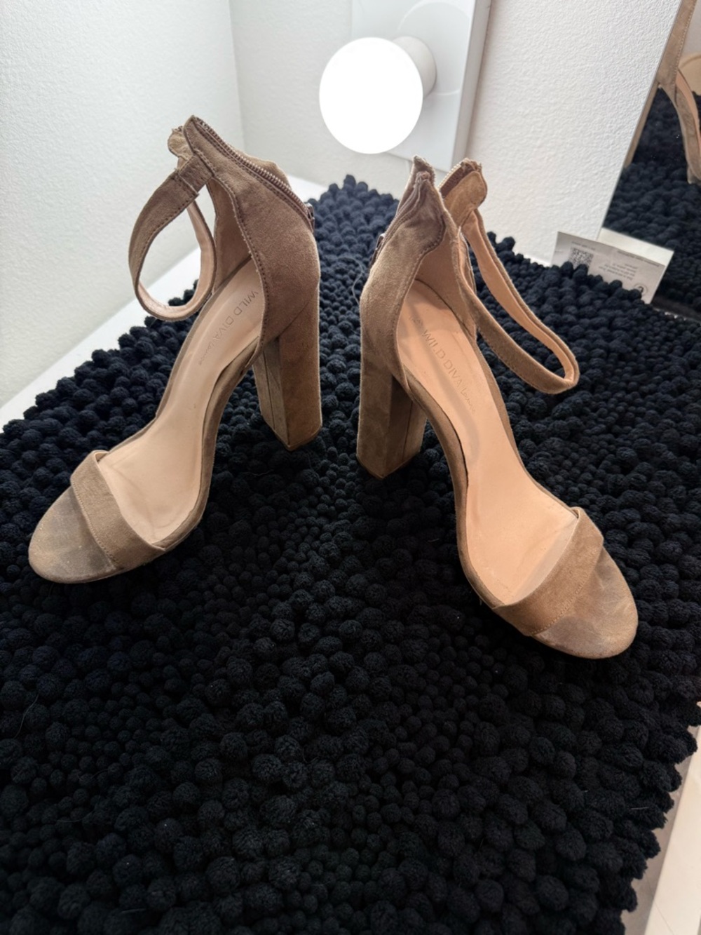 Unk Taupe Suede Ankle-Strap Block Heel Sandals